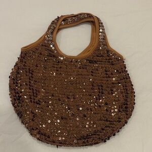 Sequin Brown Women's Tote Bag with Soft Handles
